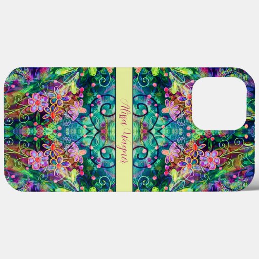 Boho bloemige stijlvolle kleurrijke naam Case-Mate iPhone case (Achterkant (horizontaal))