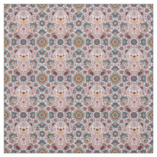 Boho Bloemige Teddybeer en Sierlijke Mandala Naadl Stof