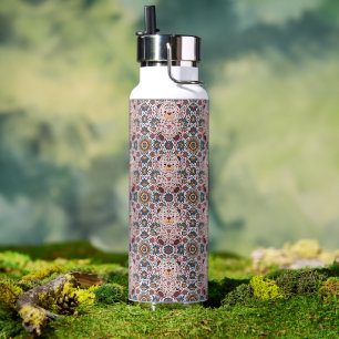 Boho Bloemige Teddybeer en Sierlijke Mandala Naadl Waterfles