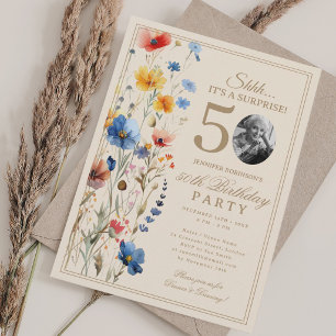 Boho Bloemige Verrassing 50e Verjaardagsfeest Voor Kaart