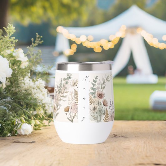 Boho Bloemige Waterfles – Gepersonaliseerd Cadeau (Huwelijk)