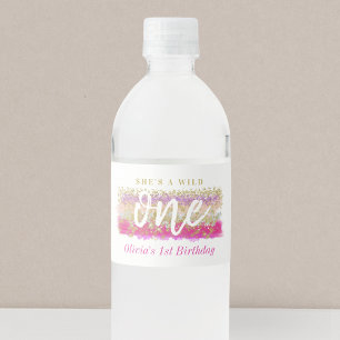 Boho bloemige wilde een meisje verjaardagsfeestje waterfles etiket