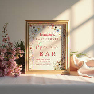 Boho bloemkonijn Beige Mom-osa Bar-bord Poster