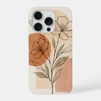 Boho bloemlijn kunst telefoonhoesje iPhone 15 pro hoesje