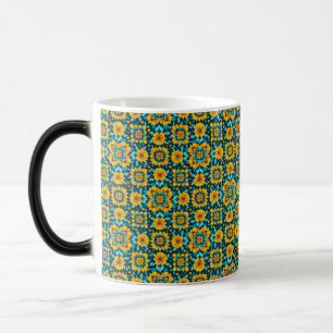 Boho bloemmotief naadloos patroon in levendig volk magische mok