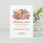 Boho bloemmotief Thanksgiving Diner Kaart (Staand voorkant)