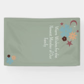 Boho Bloemneutraal Salie Groen Baby shower Spandoek (Horizontaal)