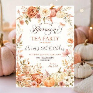 Boho Bloemrijke Herfst Afternoon Tea Verjaardagsfe Kaart