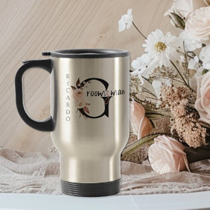 Boho bloemrijke letter bruidsjonker reisbeker