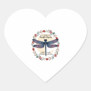 Boho Bloemrijke Libel Zij Is Bekleed Met Kracht Hart Sticker