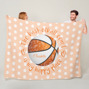 boho bloemrijke oranje basketbalveld gelukkige ple fleece deken