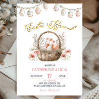 Boho bloemrijke Pasen brunch uitnodiging