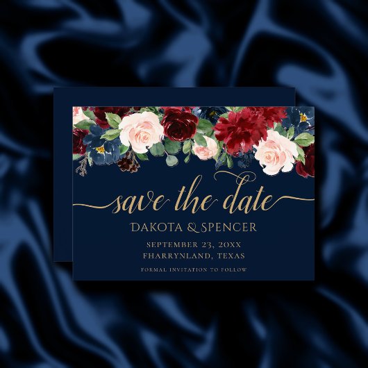 Boho Bloemstukken | Donker Landelijk Navyblauw en Save The Date