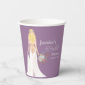 Boho Blond Haar Bruid Met Bloemen Papieren Bekers (Voorkant)