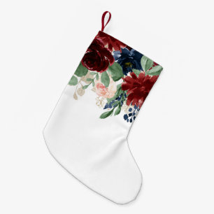 Boho Bloom   Bourgogne en marineblauw patroon Kleine Kerstsok