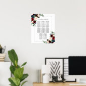 Boho Bloom | Bourgogne en Navy Blue Zitkaarten Poster (Thuiskantoor)