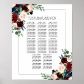 Boho Bloom | Bourgogne en Navy Blue Zitkaarten Poster (Voorkant)