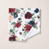 Boho Bloom | Bourgogne Red Blush en Navy Pattern Bad Handdoek (Wasdoekje)