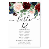 Boho Bloom | Bourgogne Red en Navy Blue Zitplaatse Kaart (Voorkant)