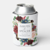 Boho Bloom | Bourgogne Rood en Marine Kleur Save t Blikjeskoeler (Blikje Voorkant)