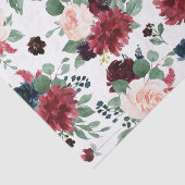 Boho Bloom | Bourgogne rood en marineblauw bloemmo Tissuepapier (Detail)