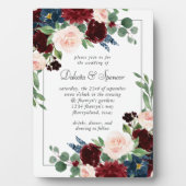 Boho Bloom | Bourgogne Rood en Navy Blauw Keepsake Fotoplaat (voorkant)