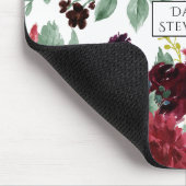 Boho Bloom | Bourgogne Rood en Navy Blue Custom Muismat (Hoek)