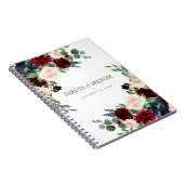 Boho Bloom | Bourgogne Rood en Navy Blue Custom Notitieboek (Rechterzijde)