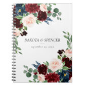Boho Bloom | Bourgogne Rood en Navy Blue Custom Notitieboek (Voorkant)
