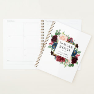Boho Bloom Bourgogne Rood en Navy Blue Custom Planner