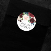 Boho Bloom | Bourgogne Rood en Navy Blue Custom Ronde Sticker