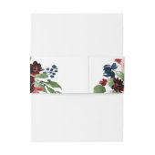 Boho Bloom | Bourgogne Rood en Navy Blue Garland Uitnodigingen Wikkel (Achterkant Voorbeeld)