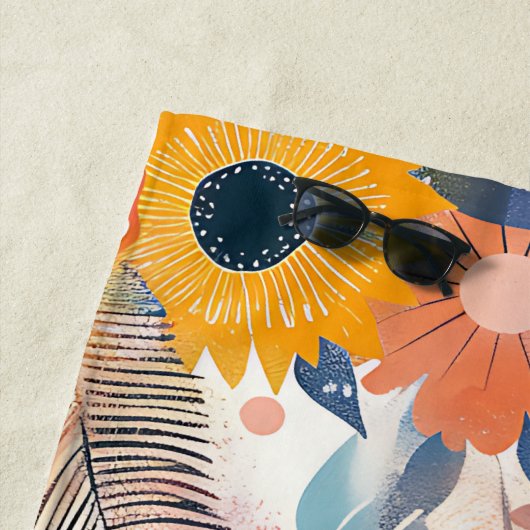 Boho Bloom Custom Beach Handdoek (In situ)