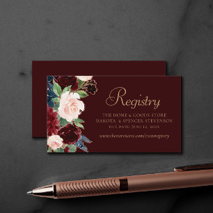 Boho Bloom Dark Bourgogne Marsala Red Registry Informatiekaartje