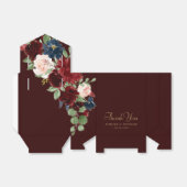 Boho Bloom | Donker Elegant Rood en Navy Bedankt Bedankdoosjes (Uitgevouwen)