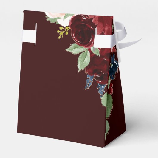 Boho Bloom | Donker Elegant Rood en Navy Bedankt Bedankdoosjes (Achterkant)