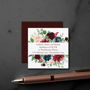 Boho Bloom Elegante Marsala Red Garland receptie Informatiekaartje