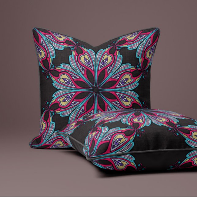 Boho Bloom in Espresso Brown Kussen (Creator heeft geüpload)