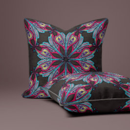 Boho Bloom in Mocha Brown Kussen