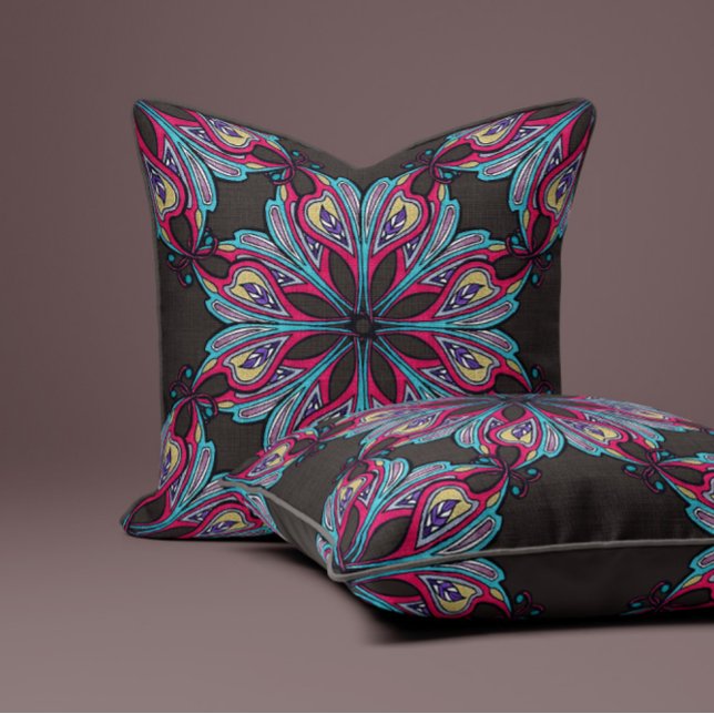 Boho Bloom in Mocha Brown Kussen (Creator heeft geüpload)