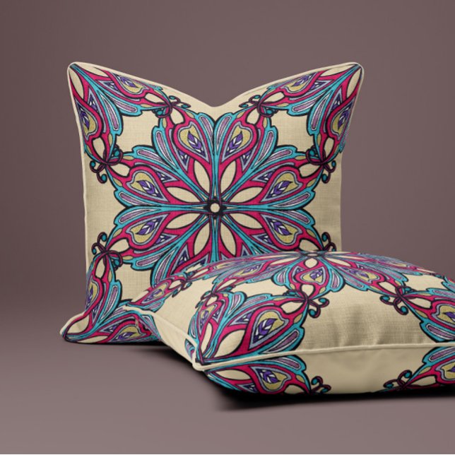 Boho Bloom in Soft Cream Kussen (Creator heeft geüpload)