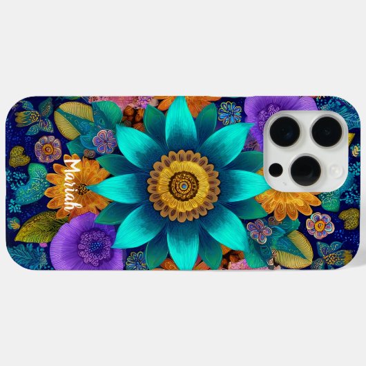 Boho Bloom Mandala Floral iPhone Case (Achterkant (horizontaal))