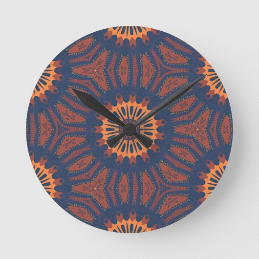Boho Bloom Mandala Pattern Ronde Klok (Voorkant)