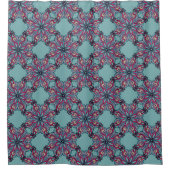 Boho Bloom Shower Curtain in Aqua Blue Douchegordijn (Voorkant)