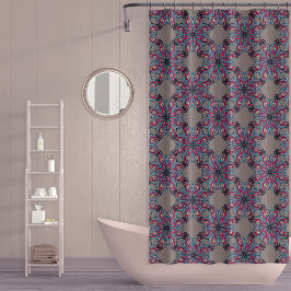 Boho Bloom Shower Curtain in Warm Taupe Douchegordijn