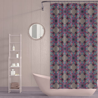 Boho Bloom Shower Curtain in Warm Taupe Douchegordijn