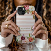 Boho Blooms Blush Rayure Monogramme