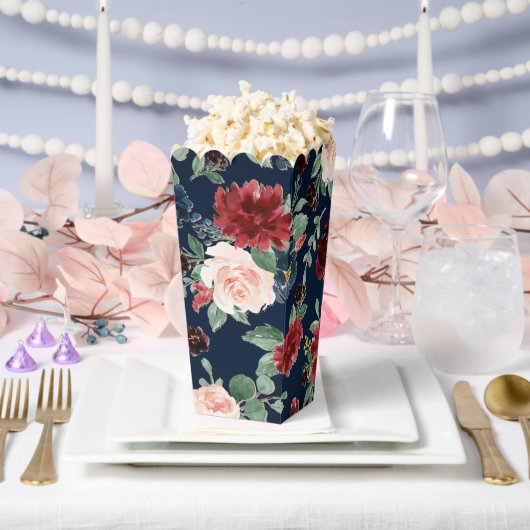 Boho Blooms | Donker marineblauw en bordeaux patro Bedankdoosjes (Huwelijk)