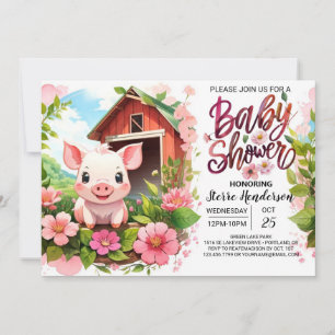 Boho Blooms en Piggy Baby shower Kaart