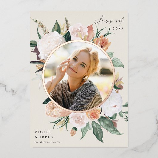 Boho Blooms | Faire-part d'obtention d'un diplôme  (Recto)